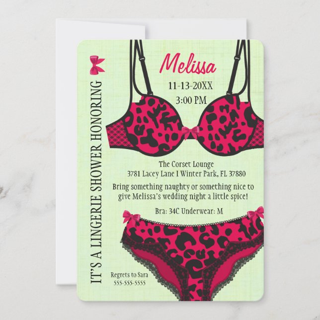 Cute Modern Fun Lingerie Bridal Shower Invite (Front)