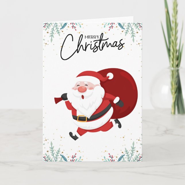 Cute Modern Funny Comic Merry Christmas Festive  Card (Front)