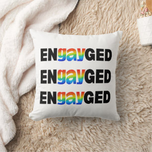 Cute Modern Gay Pride EnGAYged Typography Throw Pillow