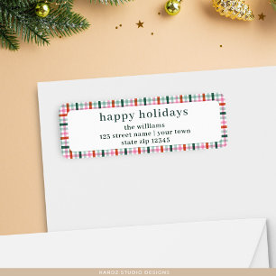 Cute Modern Gingham Holiday Return Address