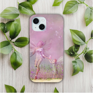Cute Modern Girly Pink Butterfly Fairies iPhone 15 Case