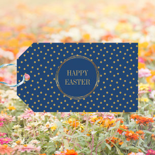 Cute Modern Gold Polka Dots Christian Happy Easter Gift Tags