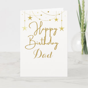 Cute Modern Gold&White Happy Birthday Card for Dad