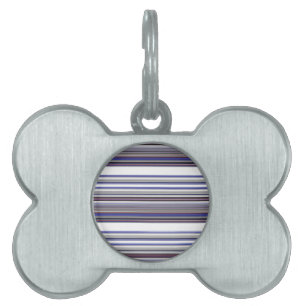 Cute modern gray blue stripes pet ID tag