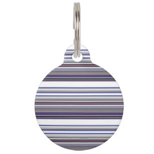 Cute modern gray blue stripes pet tag