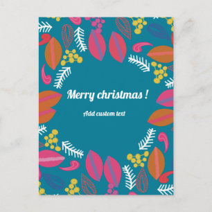 Cute modern green floral christmas customized note postcard