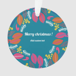 Cute modern green floral christmas customized ornament