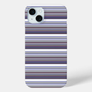 Cute modern grey blue stripes iPhone 15 mini case