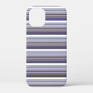 Cute modern grey blue stripes iPhone 12 mini case