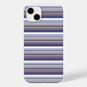 Cute modern grey blue stripes Case-Mate iPhone 14 plus case
