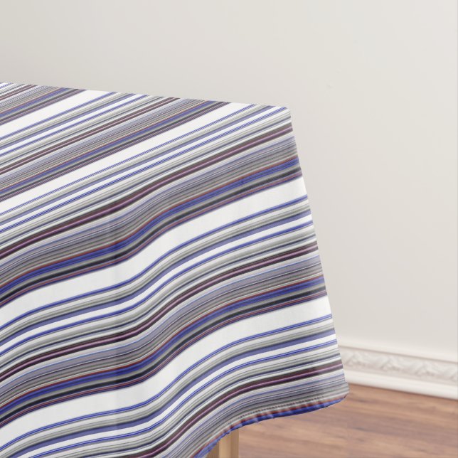 Cute modern grey blue stripes tablecloth (In Situ)