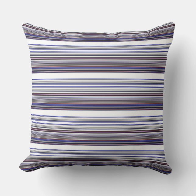 Cute modern grey blue stripes throw pillow (Front)