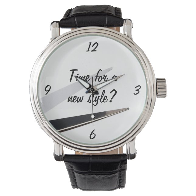 cute modern hairstylist hair stylist retro shears watch (Front)
