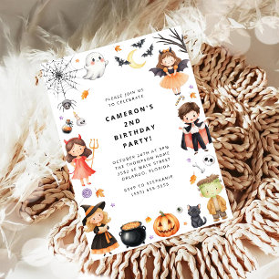 Cute Modern Halloween Birthday Costume Party Invitation