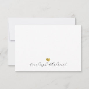 Cute Modern Handwritten Script Name Gold Heart Card