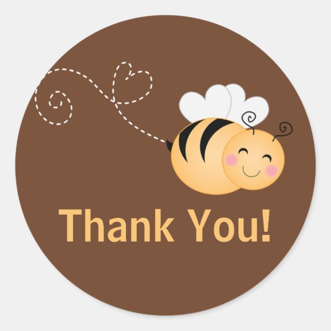 Cute Modern Honey Bee Baby Shower Invitation Classic Round Sticker (Front)