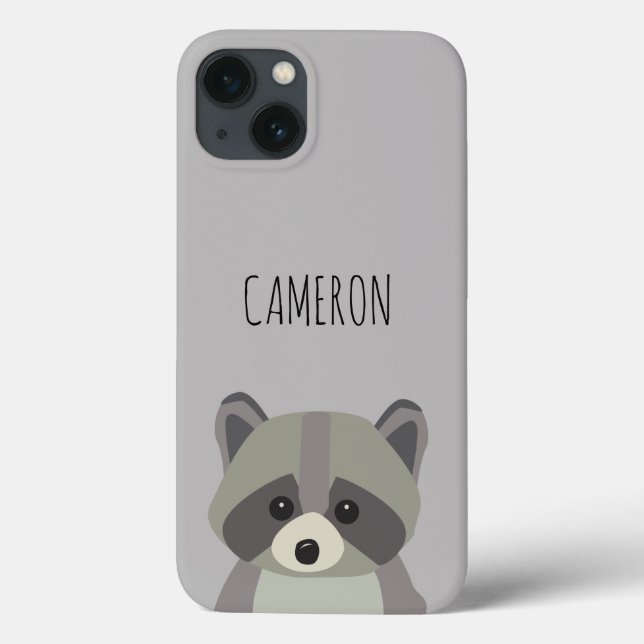 Cute Modern Illustration Personalized Raccoon Case-Mate iPhone Case (Back)