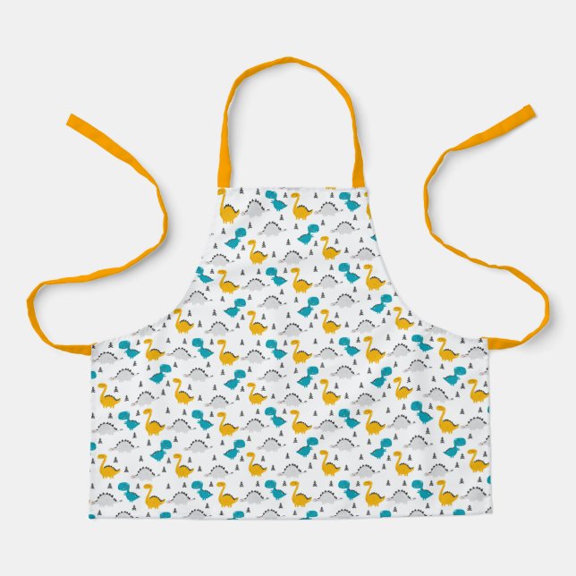 Cute Modern Kid's Dinosaur Apron (Front)