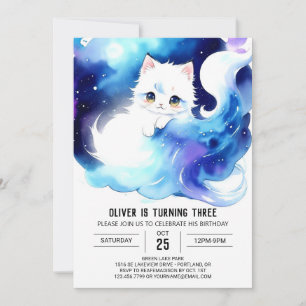Cute Modern Kitten Birthday Invitation