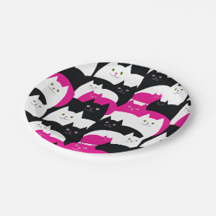 Cute Modern Kitty Cat Pattern Paper Plate