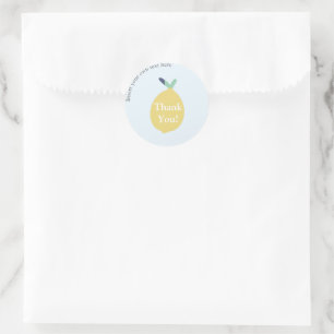 Cute Modern Lemon Thank You Company Text  Classic Round Sticker