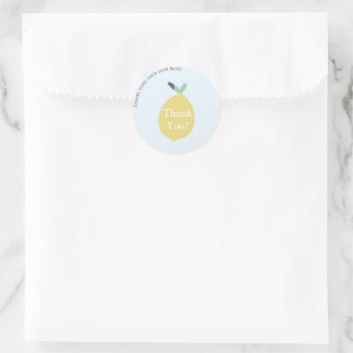 Cute Modern Lemon Thank You Company Text  Classic Round Sticker