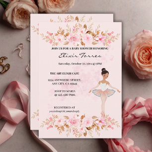 Cute Modern Little Ballerina Photo Baby Shower Invitation