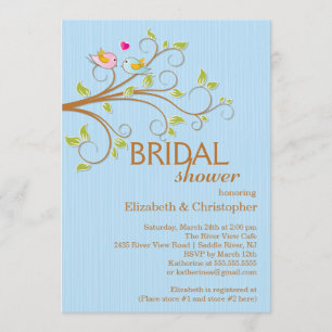 Cute Modern Love Birds Bridal Shower Invitations