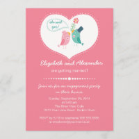 Cute Modern Love Birds Heart Engagement Party
