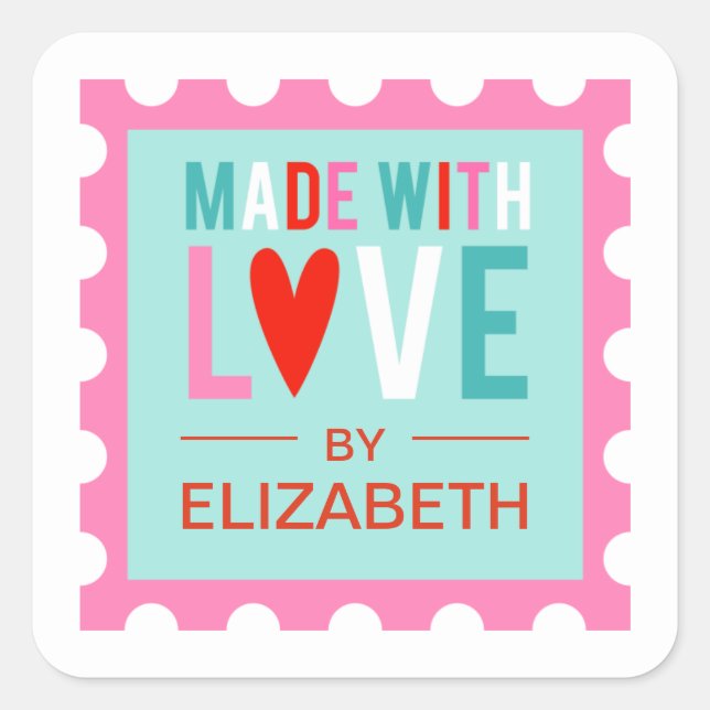 Cute Modern Made With Love Label (Front)