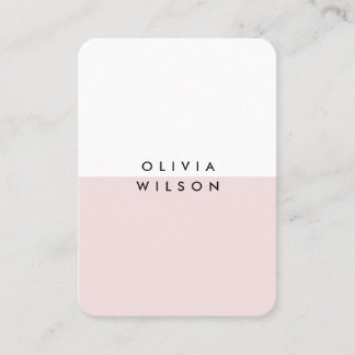 Cute Modern Minimalist Pink White Business Card