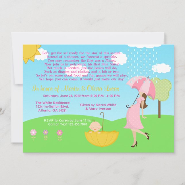 Cute Modern Mom and Baby Boy Baby Sprinkle Invitation (Front)