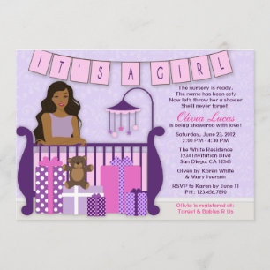 Cute Modern Mom in Nursery Baby Shower Invite