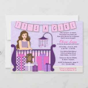 Cute Modern Mom in Nursery Baby Shower Invite