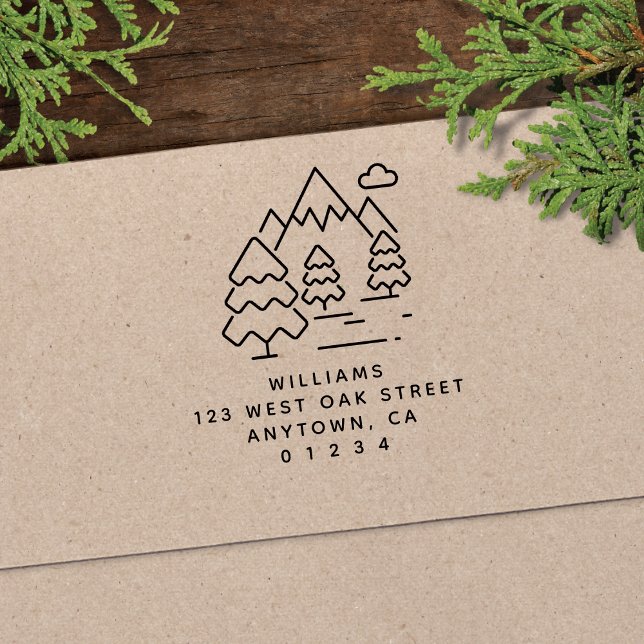 Cute Modern Mountain Illustration Return Address Self-inking Stamp (Creator Uploaded)