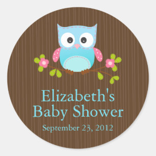 Cute Modern Owl Baby Shower Square Sticker