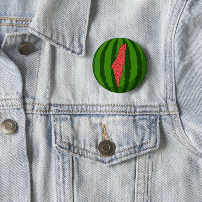 Cute Modern Palestine Map Watermelon 2 Inch Round Button (In Situ)
