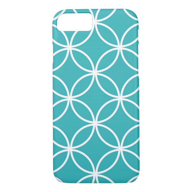 Cute Modern Pattern Overlapping Circles Aqua White Case-Mate iPhone Case (Back)
