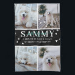 Cute Modern Paw Prints Personalized Pet Name Photo Kitchen Towel<br><div class="desc">"A house is not a home without paw prints". Customize this soft tea towel with 4 square photos arranged in a grid collage layout, featuring adorable paw prints, pet name and lovely quote. Keep the quote as is or change to your custom caption. All colours can be changed. This personalized...</div>
