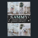 Cute Modern Paw Prints Personalized Pet Name Photo Kitchen Towel<br><div class="desc">"A house is not a home without paw prints". Customize this soft tea towel with 4 square photos arranged in a grid collage layout, featuring adorable paw prints, pet name and lovely quote. Keep the quote as is or change to your custom caption. All colours can be changed. This personalized...</div>