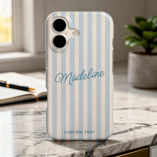 Cute Modern Personalized Coastal Blue Striped