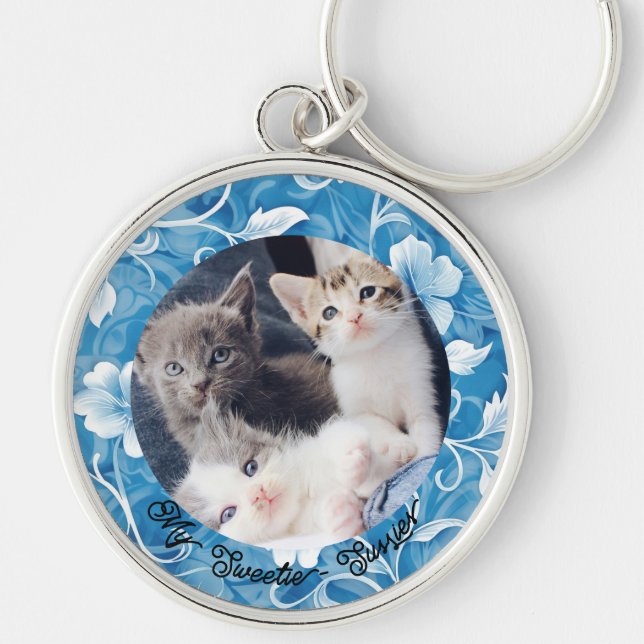 Cute Modern Personalized Pet Memorial Keychain (Front)