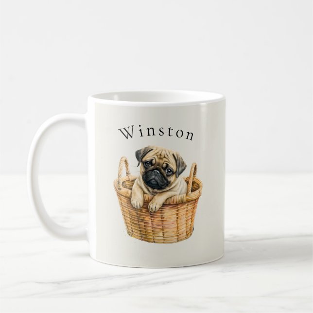 Cute modern  personalized pug coffee Mug (Left)