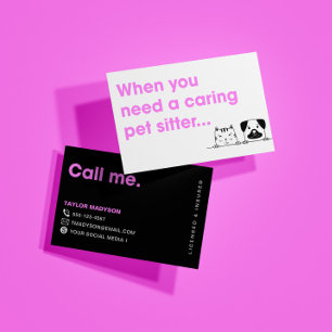 Cute Modern Pet Sitter Cat Dog Business Card