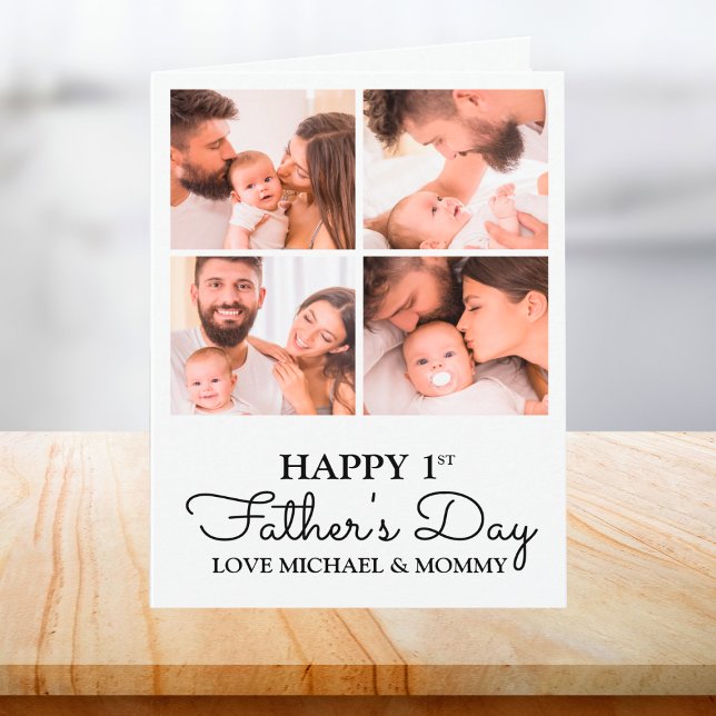 Cute Modern Photo Collage Happy First Fathers Day Card (Cute Modern Photo Collage Happy First Fathers Day Card)
