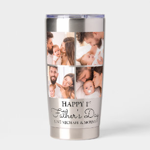 Cute Modern Photo Collage Happy First Fathers Day Insulated Tumbler