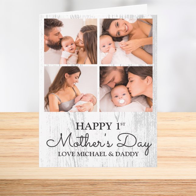 Cute Modern Photo Collage Happy First Mothers Day Card (Cute Modern Photo Collage Happy First Mothers Day Card)