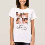 Cute Modern Photo Collage Happy First Mothers Day T-Shirt<br><div class="desc">Happy First Mother's Day! If you need the perfect photo collage item to wish a new mom a happy first Mother's Day,  then customize this item with your own photos of mom and baby. Behind the photos is a white rustic wood background.</div>