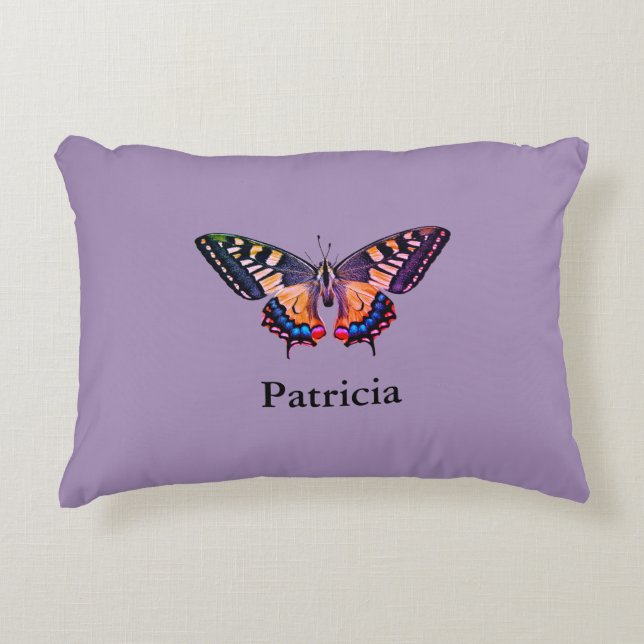 Cute Modern Photography Butterfly Add Name Accent Pillow (Front)