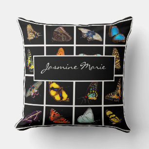 Cute Modern Photography Butterfly Add Name Throw Pillow